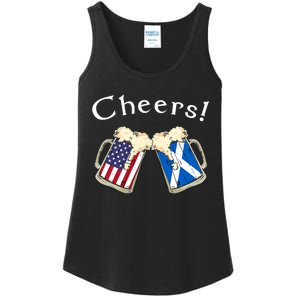 American Scottish Patriot US Flag Beer Drinks Scotland Grown Ladies Essential Tank