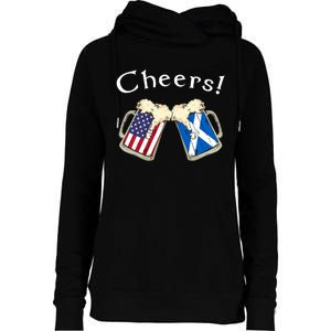 American Scottish Patriot US Flag Beer Drinks Scotland Grown Womens Funnel Neck Pullover Hood