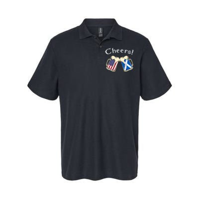 American Scottish Patriot US Flag Beer Drinks Scotland Grown Softstyle Adult Sport Polo