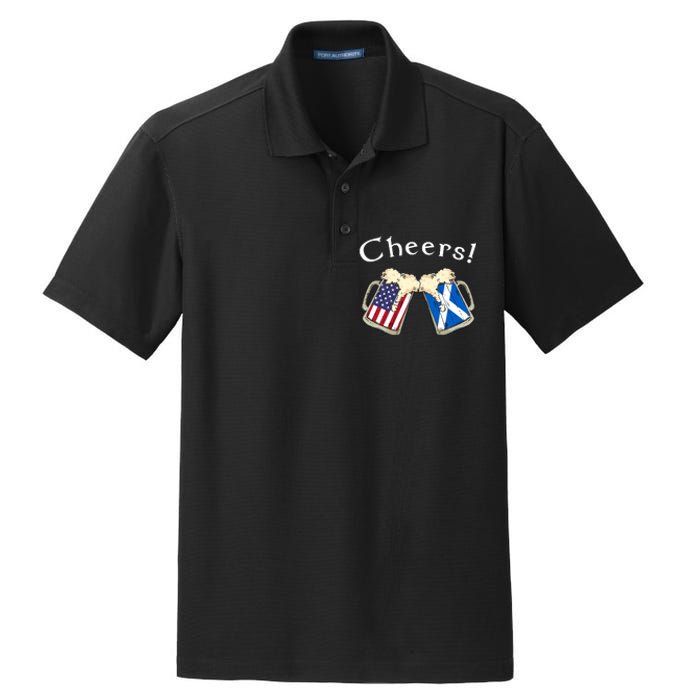 American Scottish Patriot US Flag Beer Drinks Scotland Grown Dry Zone Grid Polo