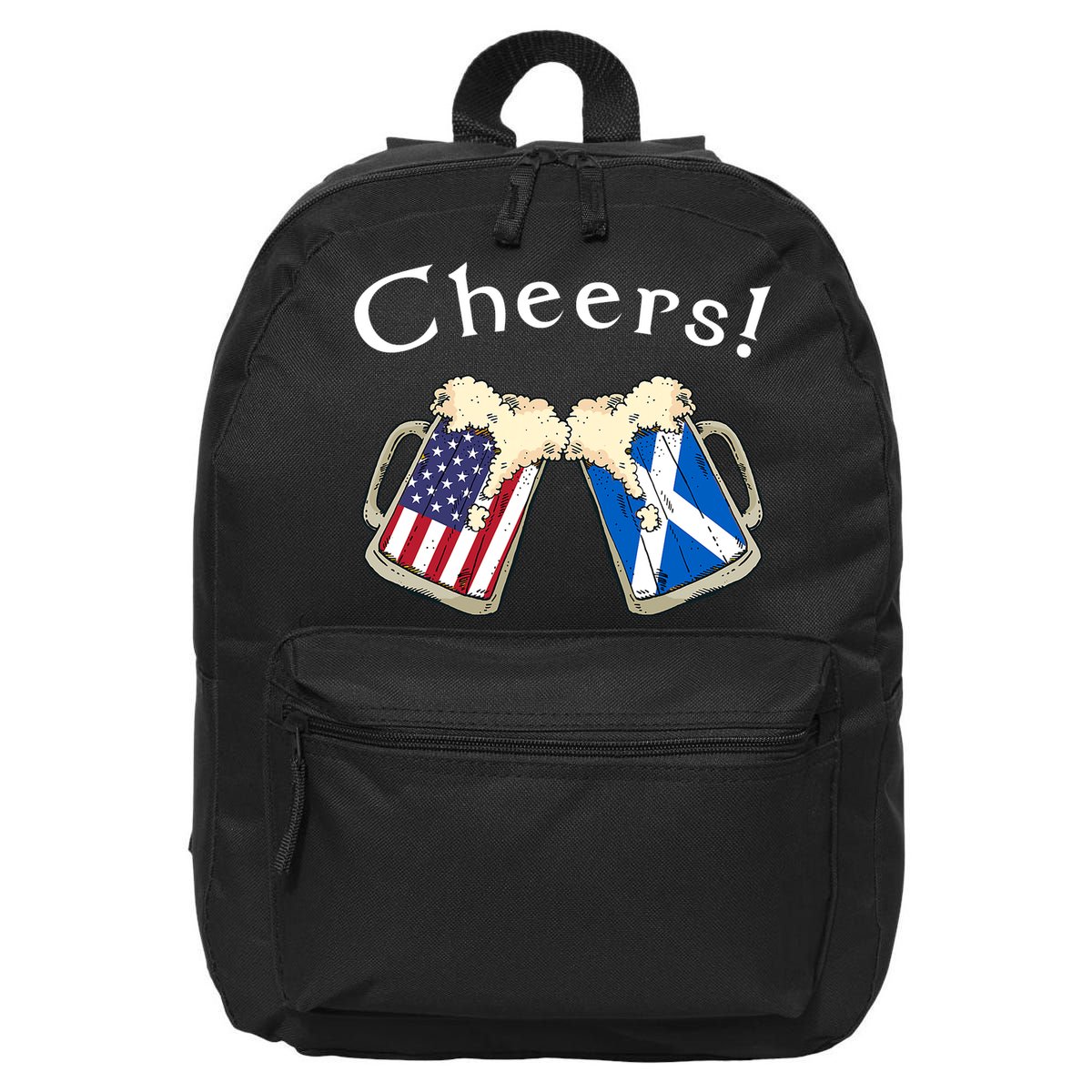 American Scottish Patriot US Flag Beer Drinks Scotland Grown 16 in Basic Backpack
