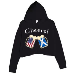 American Scottish Patriot US Flag Beer Drinks Scotland Grown Crop Fleece Hoodie