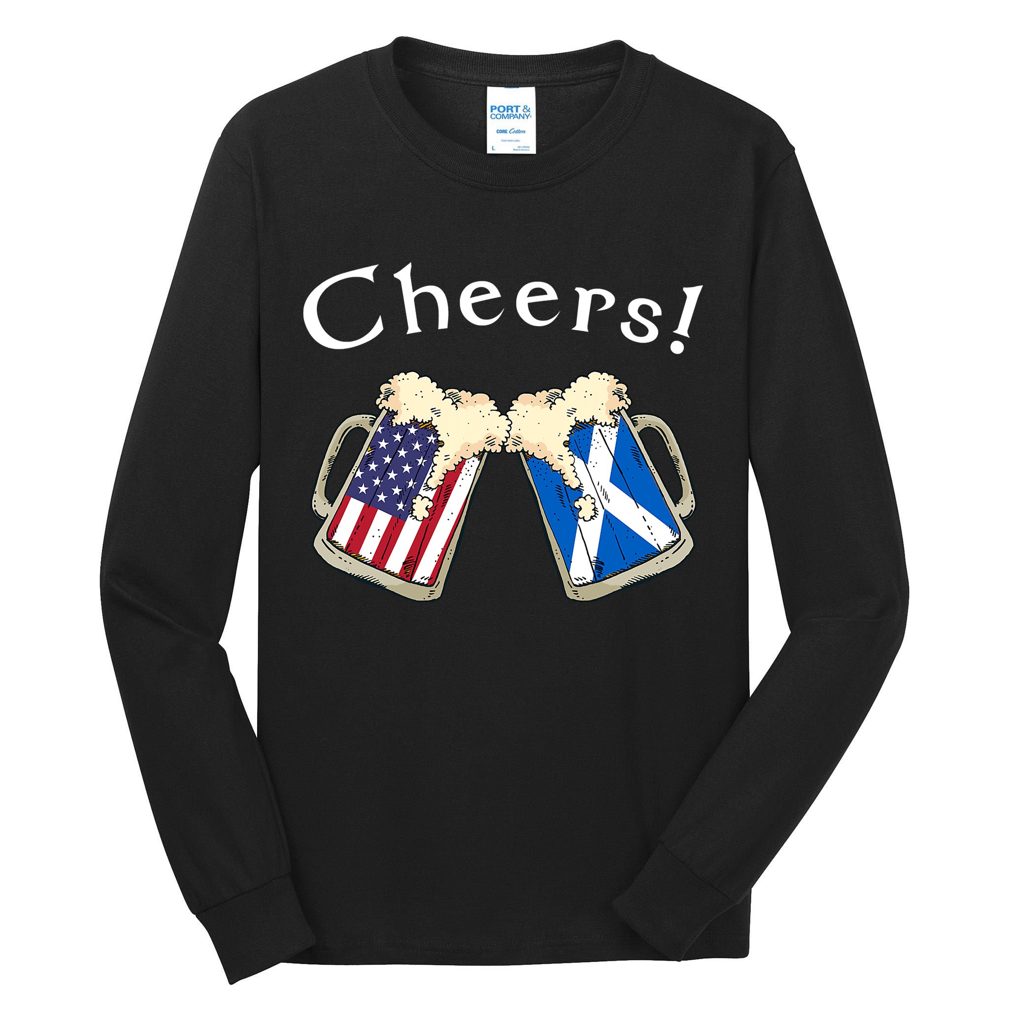 American Scottish Patriot US Flag Beer Drinks Scotland Grown Tall Long Sleeve T-Shirt