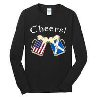 American Scottish Patriot US Flag Beer Drinks Scotland Grown Tall Long Sleeve T-Shirt