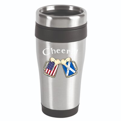 American Scottish Patriot US Flag Beer Drinks Scotland Grown 16oz Travel Tumbler