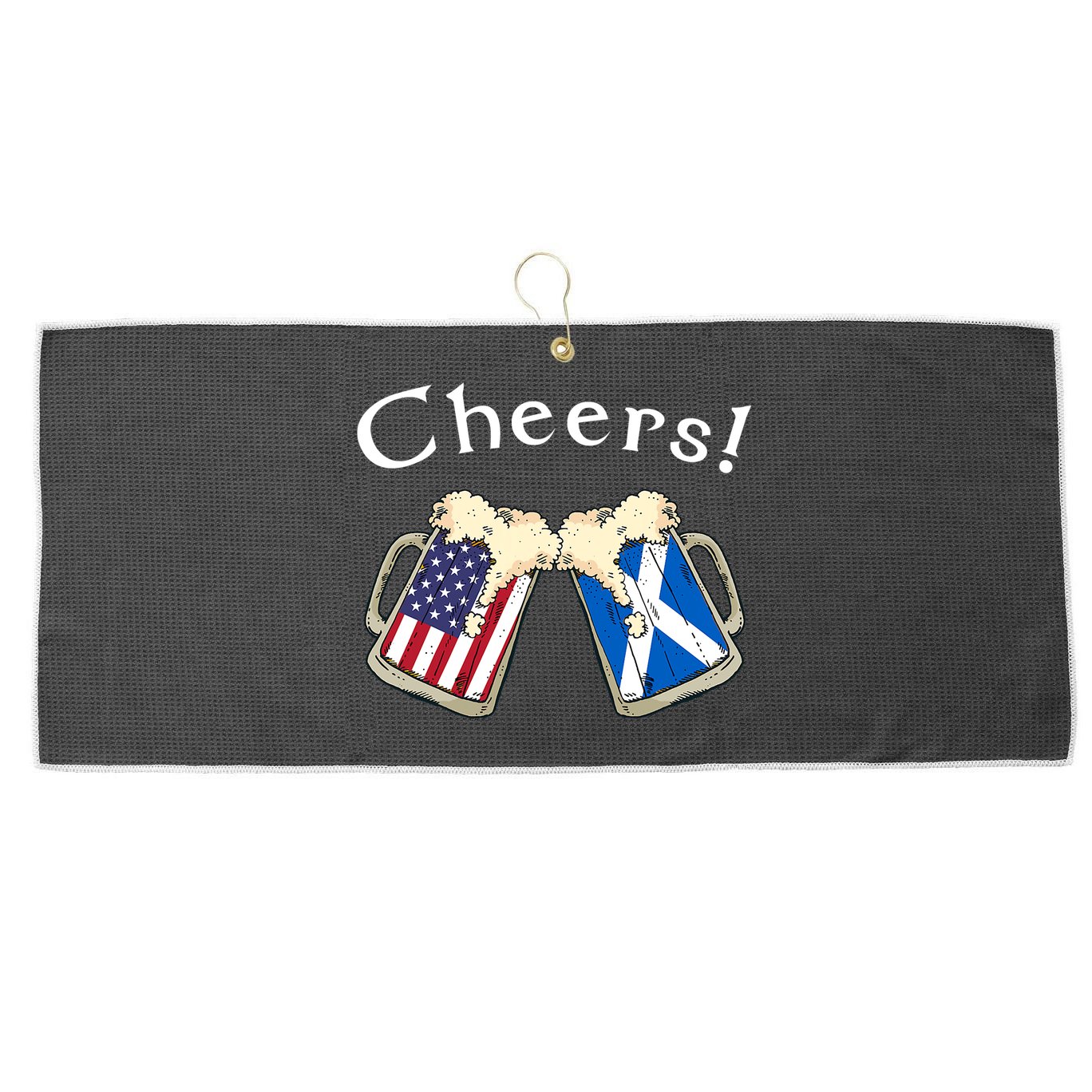 American Scottish Patriot US Flag Beer Drinks Scotland Grown Large Microfiber Waffle Golf Towel