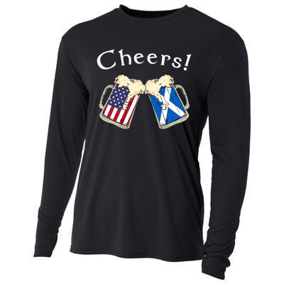 American Scottish Patriot US Flag Beer Drinks Scotland Grown Cooling Performance Long Sleeve Crew