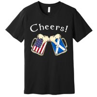 American Scottish Patriot US Flag Beer Drinks Scotland Grown Premium T-Shirt