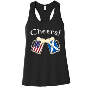 American Scottish Patriot US Flag Beer Drinks Scotland Grown Women's Racerback Tank