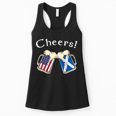 American Scottish Patriot US Flag Beer Drinks Scotland Grown Womens Tank Top
