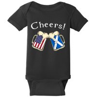 American Scottish Patriot US Flag Beer Drinks Scotland Grown Baby Bodysuit