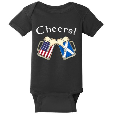 American Scottish Patriot US Flag Beer Drinks Scotland Grown Baby Bodysuit