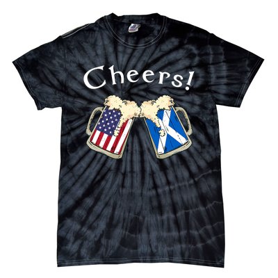 American Scottish Patriot US Flag Beer Drinks Scotland Grown Tie-Dye T-Shirt