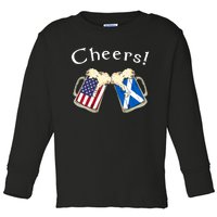 American Scottish Patriot US Flag Beer Drinks Scotland Grown Toddler Long Sleeve Shirt