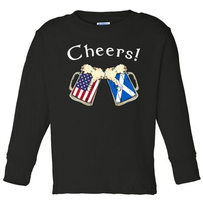 American Scottish Patriot US Flag Beer Drinks Scotland Grown Toddler Long Sleeve Shirt