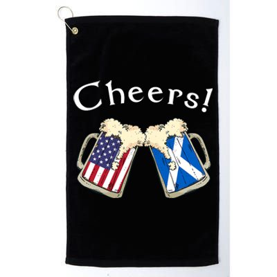 American Scottish Patriot US Flag Beer Drinks Scotland Grown Platinum Collection Golf Towel