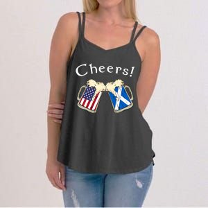 American Scottish Patriot US Flag Beer Drinks Scotland Grown Women's Strappy Tank