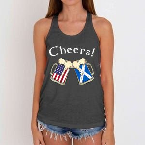 American Scottish Patriot US Flag Beer Drinks Scotland Grown Women's Knotted Racerback Tank