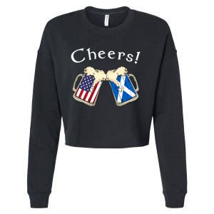 American Scottish Patriot US Flag Beer Drinks Scotland Grown Cropped Pullover Crew