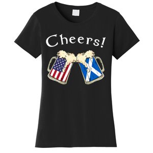 American Scottish Patriot US Flag Beer Drinks Scotland Grown Women's T-Shirt