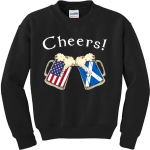 American Scottish Patriot US Flag Beer Drinks Scotland Grown Kids Sweatshirt