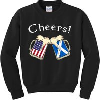 American Scottish Patriot US Flag Beer Drinks Scotland Grown Kids Sweatshirt