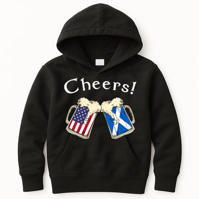 American Scottish Patriot US Flag Beer Drinks Scotland Grown Kids Hoodie