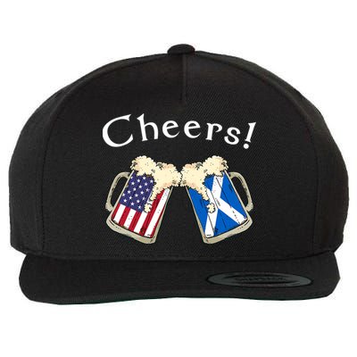 American Scottish Patriot US Flag Beer Drinks Scotland Grown Wool Snapback Cap