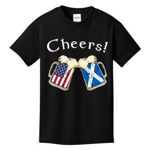 American Scottish Patriot US Flag Beer Drinks Scotland Grown Kids T-Shirt