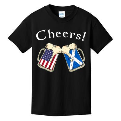 American Scottish Patriot US Flag Beer Drinks Scotland Grown Kids T-Shirt