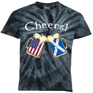 American Scottish Patriot US Flag Beer Drinks Scotland Grown Kids Tie-Dye T-Shirt