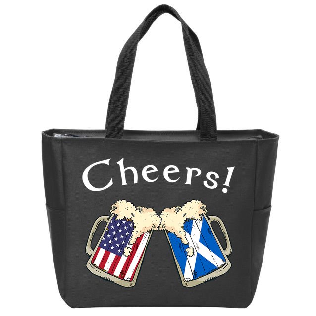 American Scottish Patriot US Flag Beer Drinks Scotland Grown Zip Tote Bag