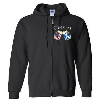 American Scottish Patriot US Flag Beer Drinks Scotland Grown Full Zip Hoodie