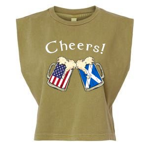 American Scottish Patriot US Flag Beer Drinks Scotland Grown Garment-Dyed Women's Muscle Tee