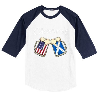 American Scottish Patriot US Flag Beer Drinks Scotland Grown Baseball Sleeve Shirt