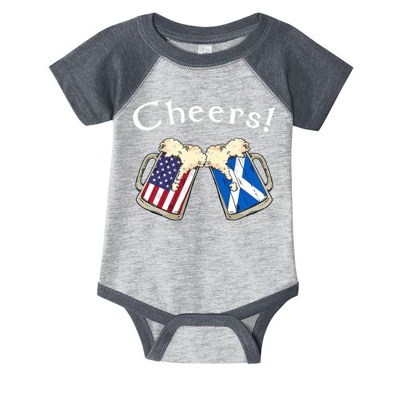 American Scottish Patriot US Flag Beer Drinks Scotland Grown Infant Baby Jersey Bodysuit