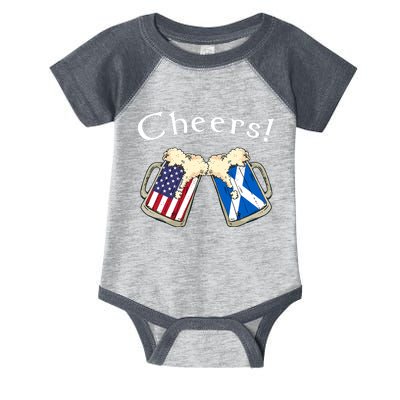 American Scottish Patriot US Flag Beer Drinks Scotland Grown Infant Baby Jersey Bodysuit