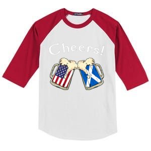 American Scottish Patriot US Flag Beer Drinks Scotland Grown Kids Colorblock Raglan Jersey