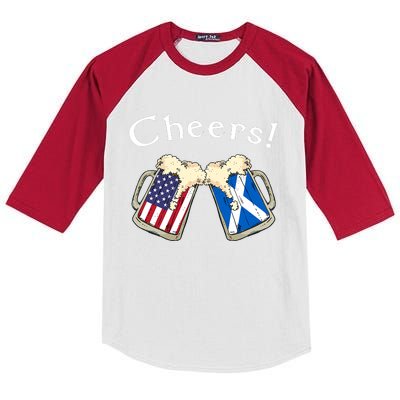 American Scottish Patriot US Flag Beer Drinks Scotland Grown Kids Colorblock Raglan Jersey