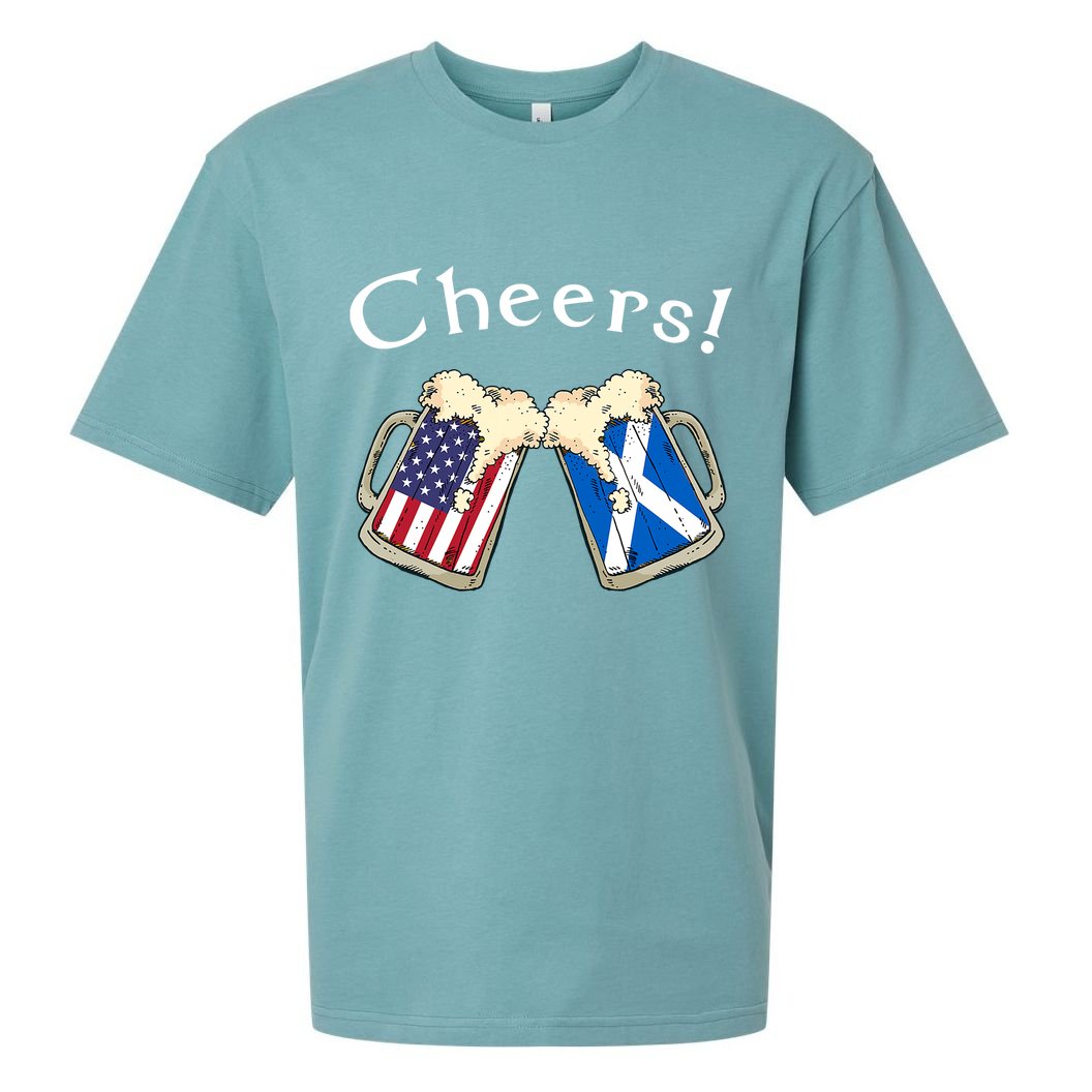 American Scottish Patriot US Flag Beer Drinks Scotland Grown Sueded Cloud Jersey T-Shirt