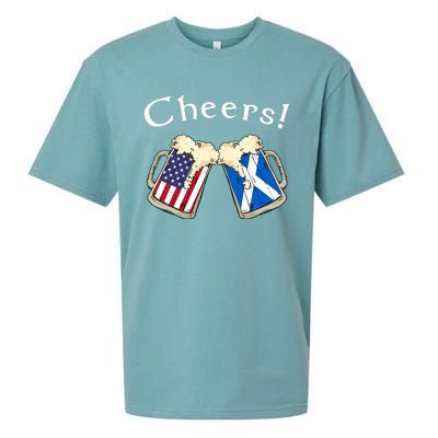 American Scottish Patriot US Flag Beer Drinks Scotland Grown Sueded Cloud Jersey T-Shirt