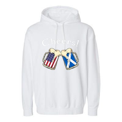 American Scottish Patriot US Flag Beer Drinks Scotland Grown Garment-Dyed Fleece Hoodie