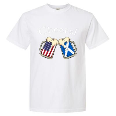 American Scottish Patriot US Flag Beer Drinks Scotland Grown Garment-Dyed Heavyweight T-Shirt