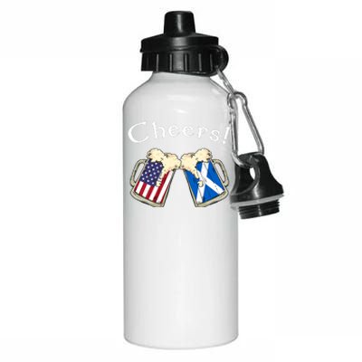 American Scottish Patriot US Flag Beer Drinks Scotland Grown Aluminum Water Bottle