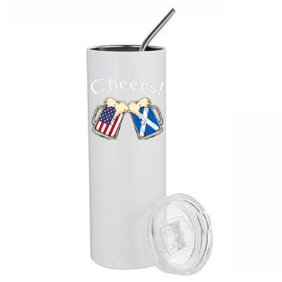 American Scottish Patriot US Flag Beer Drinks Scotland Grown Stainless Steel Tumbler