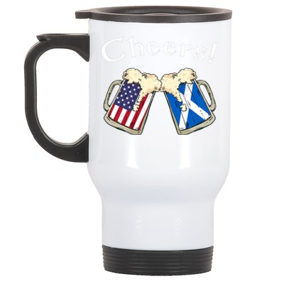 American Scottish Patriot US Flag Beer Drinks Scotland Grown Stainless Steel Travel Mug