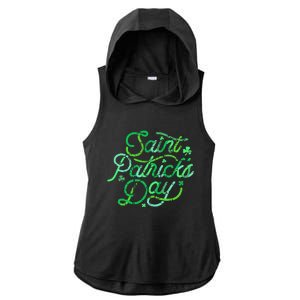 Awesome Saint Patrick's Day Irish Shamrock Women Ladies PosiCharge Tri-Blend Wicking Draft Hoodie Tank