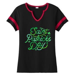 Awesome Saint Patrick's Day Irish Shamrock Women Ladies Halftime Notch Neck Tee