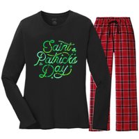 Awesome Saint Patrick's Day Irish Shamrock Women Women's Long Sleeve Flannel Pajama Set 