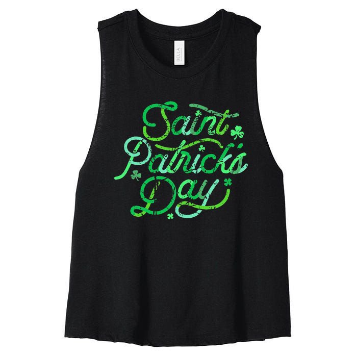 Awesome Saint Patrick's Day Irish Shamrock Women Women's Racerback Cropped Tank